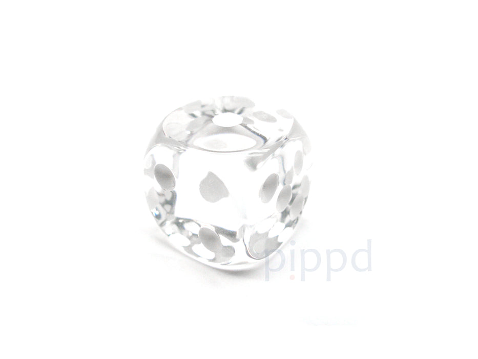 Translucent 16mm D6 Chessex Dice Block (12 Die) - Clear with White Pips