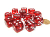 Translucent 16mm D6 Chessex Dice Block (12 Die) - Red with White Pips