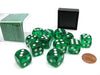 Translucent 16mm D6 Chessex Dice Block (12 Die) - Green with White Pips