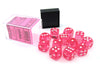 Translucent 16mm D6 Chessex Dice Block (12 Die) - Pink with White Pips