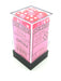 Translucent 16mm D6 Chessex Dice Block (12 Die) - Pink with White Pips