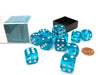 Translucent 16mm D6 Chessex Dice Block (12 Die) - Teal with White Pips