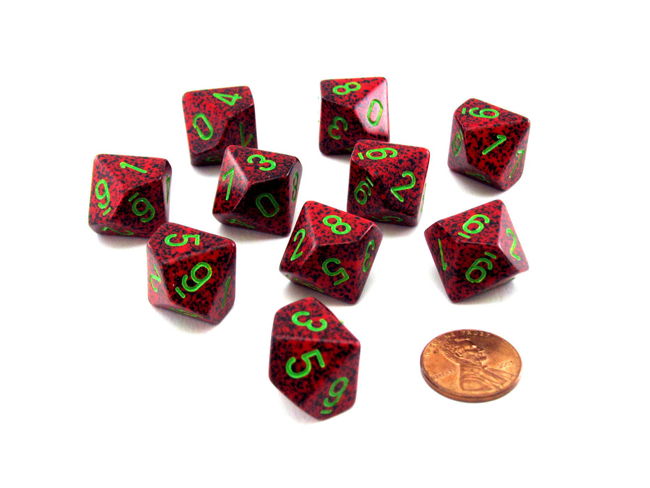 Set of 10 Chessex D10 Dice - Speckled Strawberry