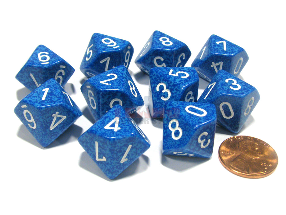 Set of 10 Chessex D10 Dice - Speckled Water