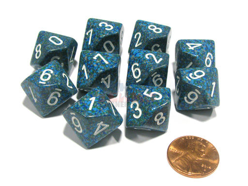 Set of 10 Chessex D10 Dice - Speckled Sea