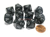 Set of 10 Chessex D10 Dice - Speckled Ninja