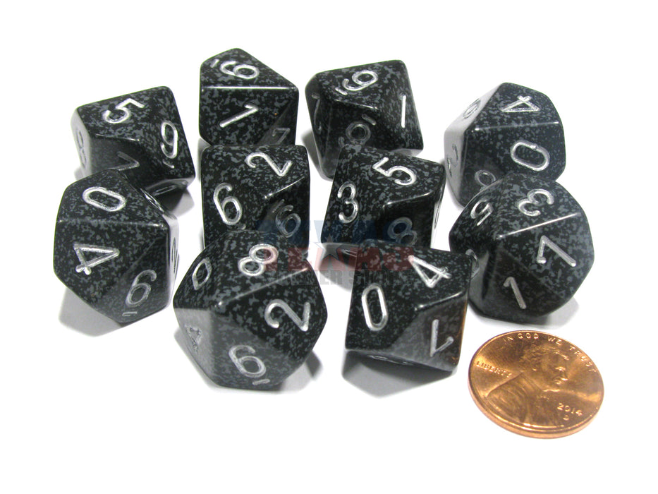 Set of 10 Chessex D10 Dice - Speckled Ninja