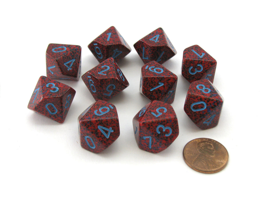 Pack of 10 Chessex 10 Sided d10 Dice - Speckled Veronica