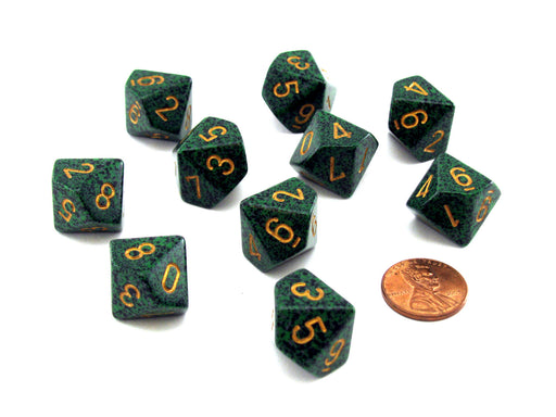 Set of 10 Chessex D10 Dice - Speckled Golden Recon