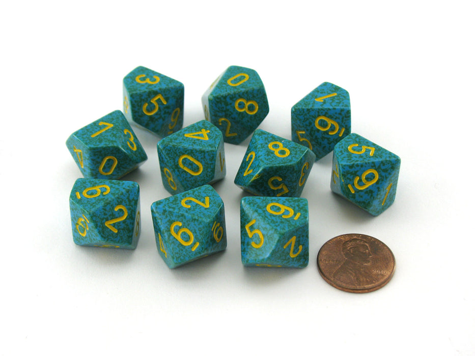 Pack of 10 Chessex 10 Sided d10 Dice - Speckled Primula
