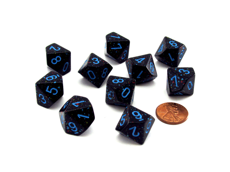 Set of 10 Chessex D10 Dice - Speckled Blue Stars
