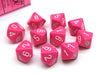 Pack of 10 Opaque Chessex 10-Sided D10 Dice - Pink with White Numbers