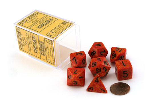 Polyhedral 7-Die Chessex Dice Set - Speckled Fire