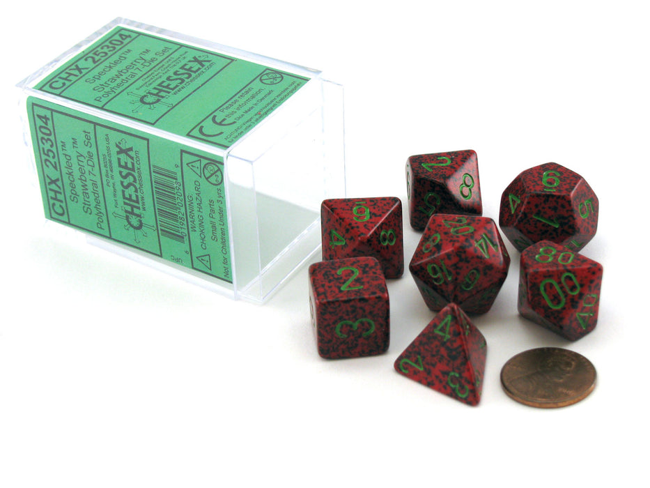 Polyhedral 7-Die Chessex Dice Set - Speckled Strawberry