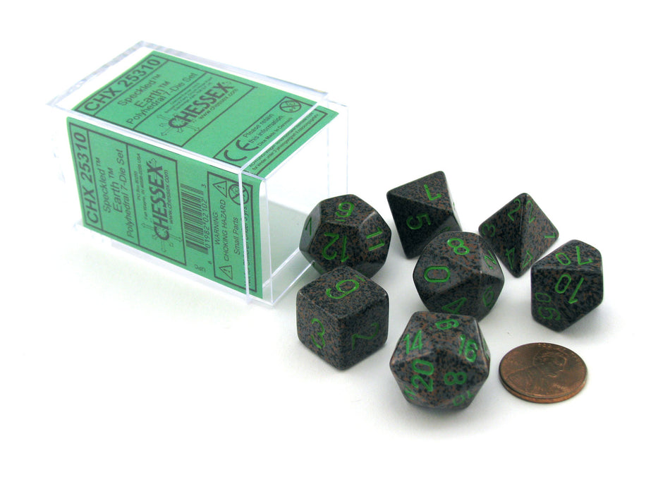 Polyhedral 7-Die Chessex Dice Set - Speckled Earth