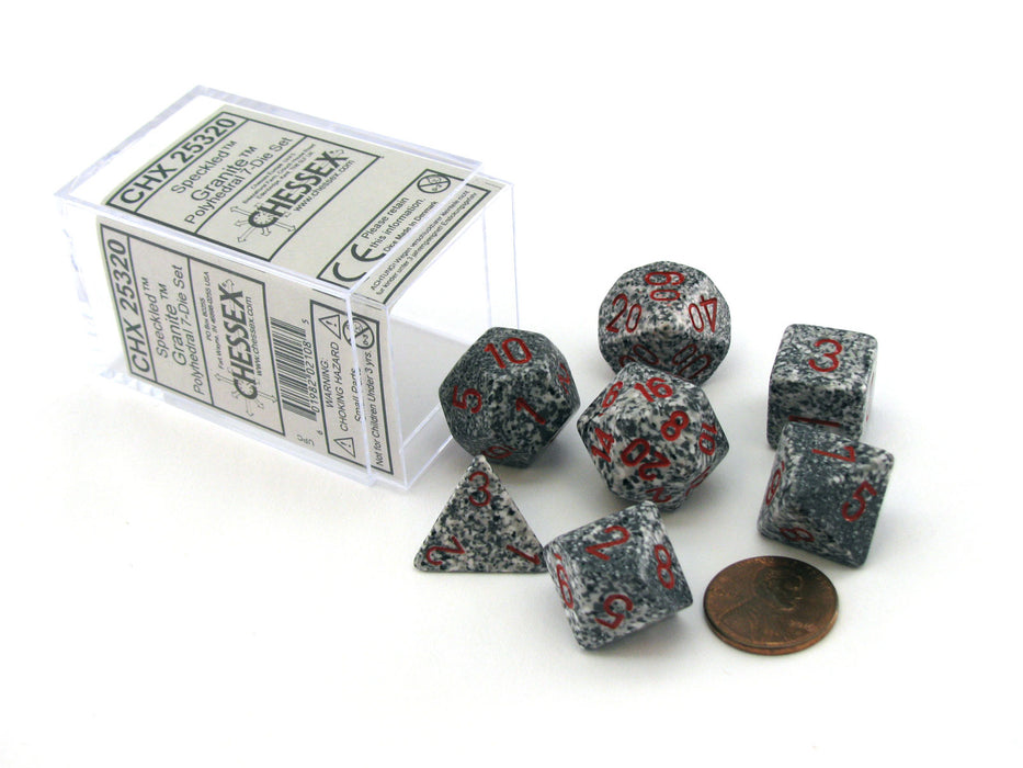 Polyhedral 7-Die Chessex Dice Set - Speckled Granite