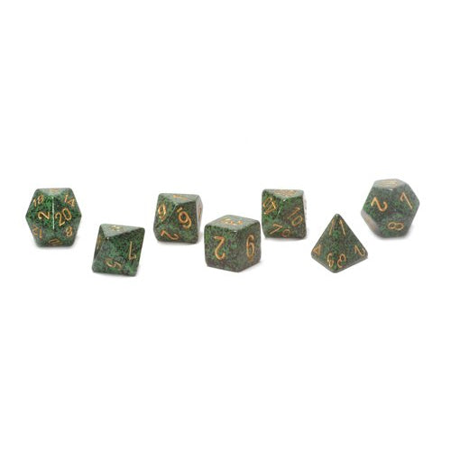 Polyhedral 7-Die Chessex Dice Set - Speckled Golden Recon