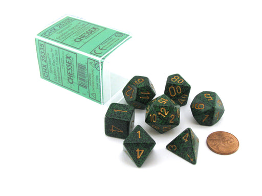 Polyhedral 7-Die Chessex Dice Set - Speckled Golden Recon