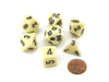 Polyhedral 7-Die Opaque Chessex Dice Set - Ivory with Black Numbers