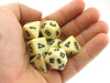 Polyhedral 7-Die Opaque Chessex Dice Set - Ivory with Black Numbers