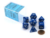 Polyhedral 7-Die Opaque Chessex Dice Set - Blue with White Numbers