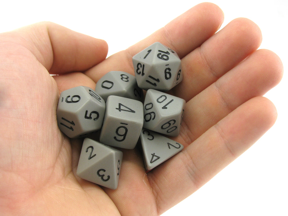 Polyhedral 7-Die Opaque Chessex Dice Set - Dark Gray with Black Numbers