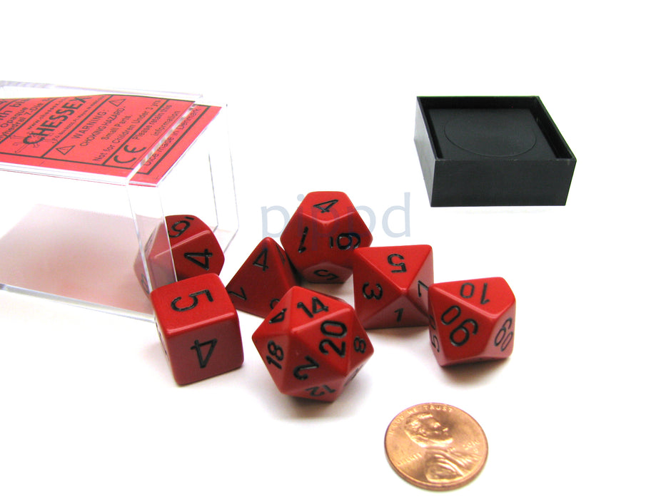 Polyhedral 7-Die Opaque Chessex Dice Set - Red with Black Numbers