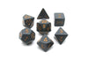 Polyhedral 7-Die Opaque Chessex Dice Set - Dark Gray with Copper Numbers
