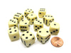 Opaque 16mm D6 Chessex Dice Block (12 Die) - Ivory with Black Pips