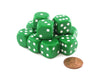 Opaque 16mm D6 Chessex Dice Block (12 Die) - Green with White Pips