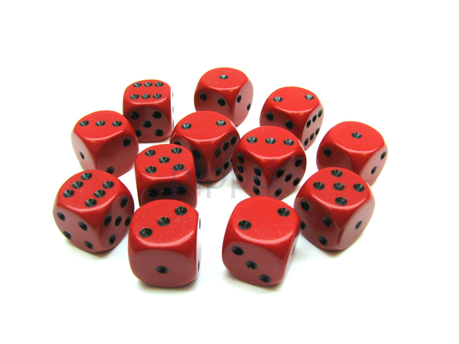 Opaque 16mm D6 Chessex Dice Block (12 Die) - Red with Black Pips