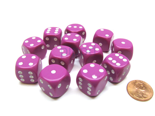 Opaque 16mm D6 Chessex Dice Block (12 Die) - Light Purple with White Pips