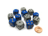 Opaque 16mm D6 Dixie Dice Block (12 Die) - 6 Blue w/ Yellow, 6 Gray w/ Black