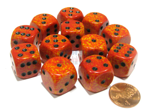 Speckled 16mm D6 Chessex Dice Block (12 Dice) - Fire
