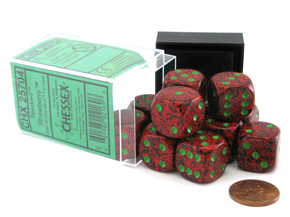 Speckled 16mm D6 Chessex Dice Block (12 Dice) - Strawberry