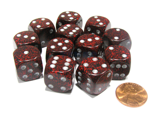 Speckled 16mm D6 Chessex Dice Block (12 Dice) - Silver Volcano