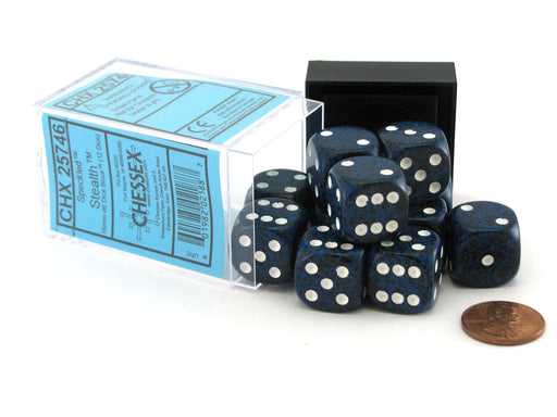 Speckled 16mm D6 Chessex Dice Block (12 Dice) - Stealth