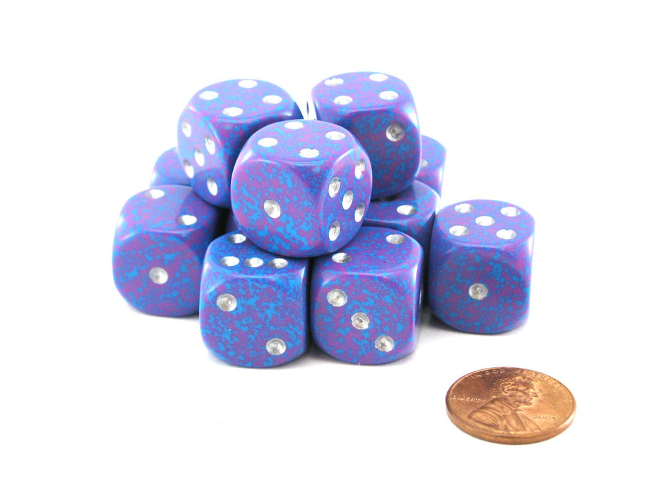 Speckled 16mm D6 Chessex Dice Block (12 Dice) - Silver Tetra