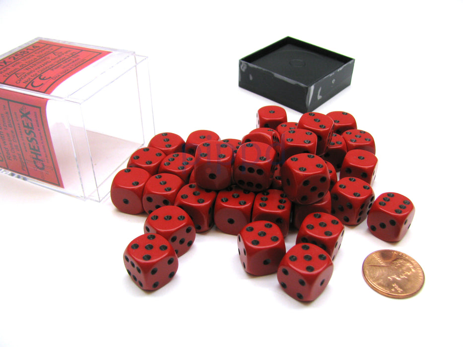 Opaque 12mm D6 Chessex Dice Block (36 Die) - Red with Black Pips