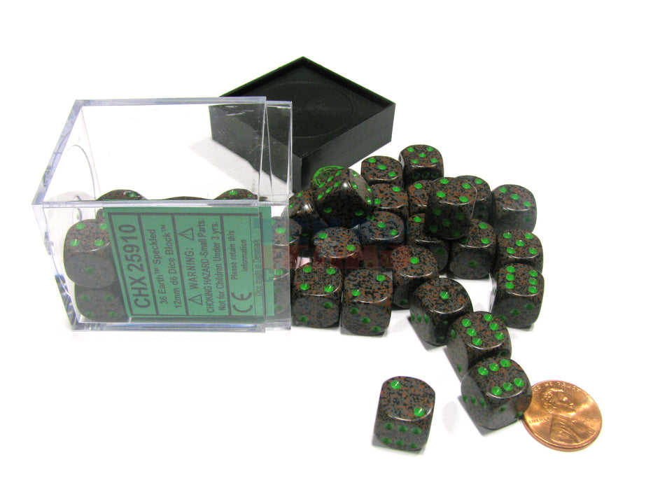 Speckled 12mm D6 Chessex Dice Block (36 Dice) - Earth