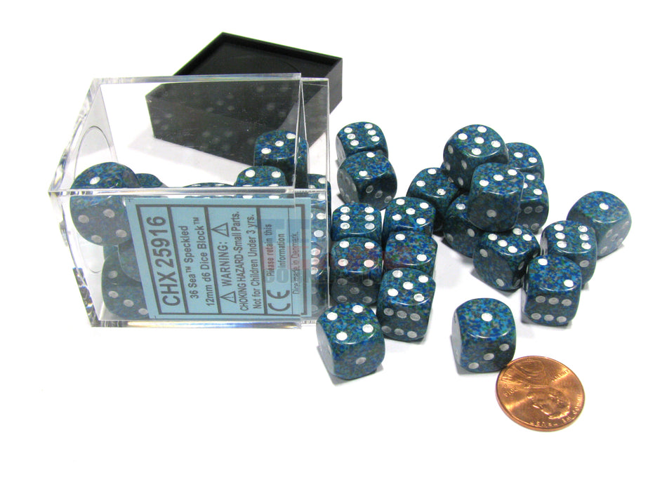 Speckled 12mm D6 Chessex Dice Block (36 Dice) - Sea