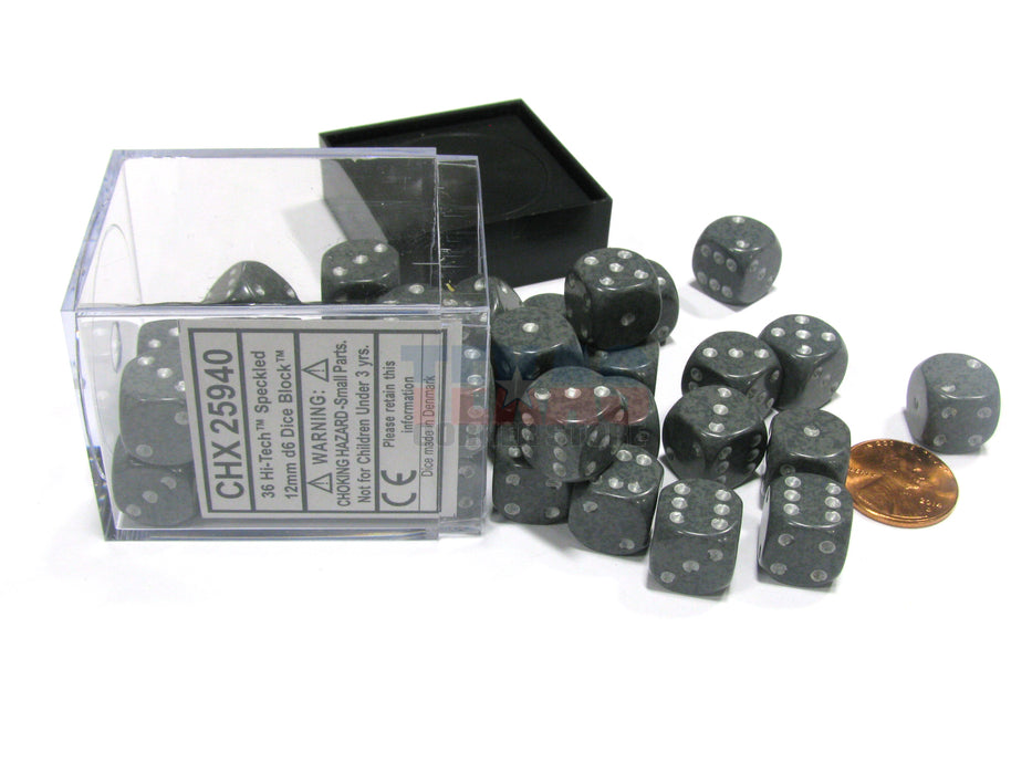 Speckled 12mm D6 Chessex Dice Block (36 Dice) - Hi-Tech