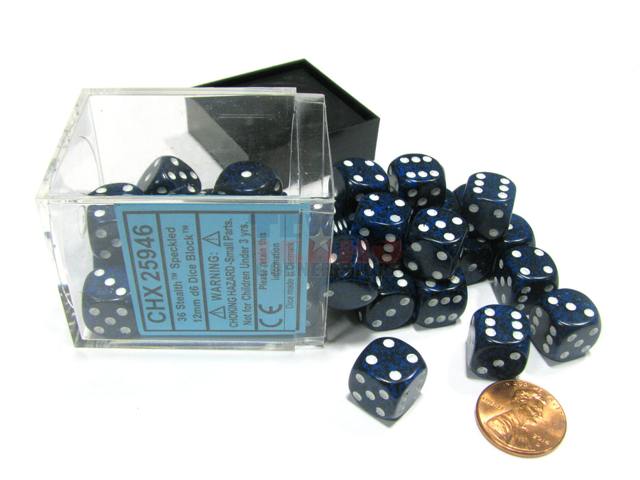 Speckled 12mm D6 Chessex Dice Block (36 Dice) - Stealth