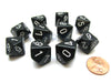 Pack Of 10 Chessex Opaque D10 Dice - Black with White Numbers
