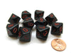 Pack Of 10 Chessex Opaque D10 Dice - Black with Red Numbers