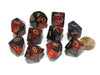 Set of 10 Chessex Gemini D10 Dice - Purple-Red with Gold Numbers