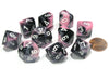 Set of 10 Chessex Gemini D10 Dice - Black-Pink with White Numbers