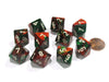 Set of 10 Chessex Gemini D10 Dice - Green-Red with White Numbers