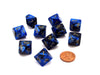 Set of 10 Chessex Gemini D10 Dice - Black-Blue with Gold Numbers