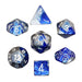 Polyhedral 7-Die Gemini Chessex Dice Set - Blue-Steel with White Numbers